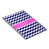 Navy Blue WhZickzack Hot Pink Name Monogram Notizblock (Rechte Seite)