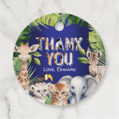 Navy Blue, Wild One Safari Dschungel Junge 1. Gebu Geschenkanhänger (Rückseite)