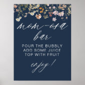 Navy Blue Wildblume Baby Dusche Mama Osa Bar Poster (Vorne)