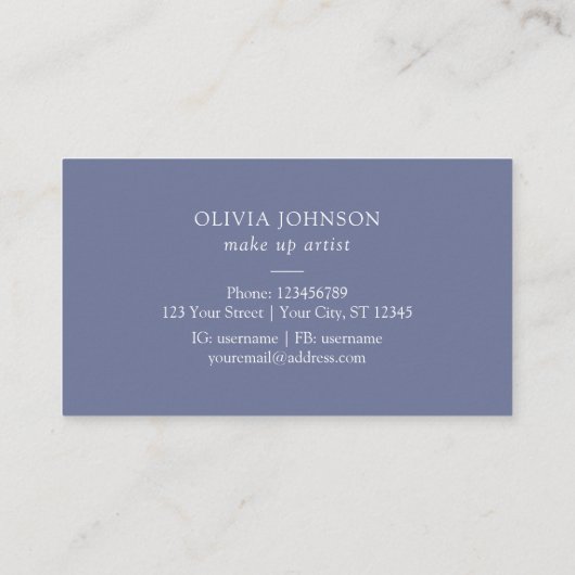 Navy Blue Wildblume Bouquet Floral Business Card Visitenkarte (Rückseite)