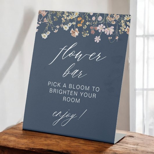 Navy Blue Wildblume Brautparty Blume Bar Sockelschild