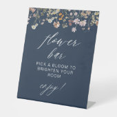 Navy Blue Wildblume Brautparty Blume Bar Sockelschild (Vorderseite)