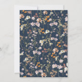 Navy Blue Wildblume Brautparty Einladung (Rückseite)