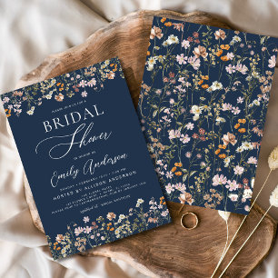 Navy Blue Wildblume Brautparty Einladung