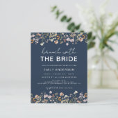 Navy Blue Wildblume Bridal Brunch Einladungen (Stehend Vorderseite)