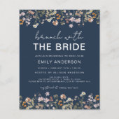 Navy Blue Wildblume Bridal Brunch Einladungen (Vorderseite)