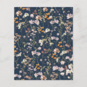 Navy Blue Wildblume Bridal Brunch Einladungen Flyer (Hinten)