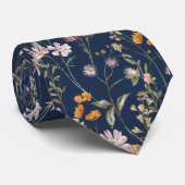 Navy Blue Wildblume Garden Blume Frühwoche Krawatte (Gerollt)