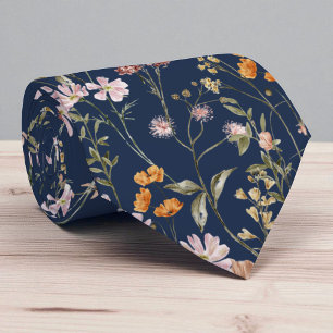 Navy Blue Wildblume Garden Blume Frühwoche Krawatte