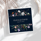 Navy Blue Wildblume Meadow Wedding Napkins Serviette