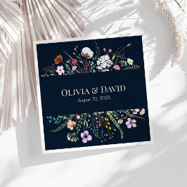 Navy Blue Wildblume Meadow Wedding Napkins Serviette