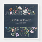 Navy Blue Wildblume Meadow Wedding Napkins Serviette (Vorderseite)