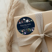 Navy Blue Wildblume Meadow Wedding Vielen Dank Runder Aufkleber