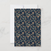 Navy Blue Wildblume Wedding RSVP Card Karte (Rückseite)