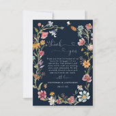 Navy Blue Wildblumen Hochzeit Dankeschön Karten (Vorderseite)
