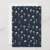 Navy Blue Wildblumen Probe Dinner Einladung (Rückseite)
