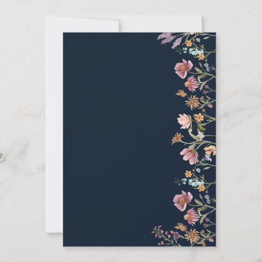 Navy Blue Wildblumen speichern die Datumskarten Save The Date (Rückseite)