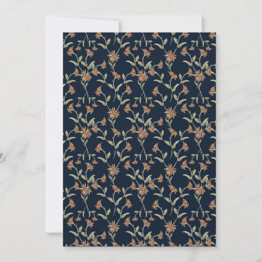 Navy Blue Wildblumen speichern die Datumskarten Save The Date (Rückseite)