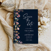 Navy Blue Wildblumen speichern die Datumskarten Save The Date