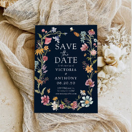 Navy Blue Wildblumen speichern die Datumskarten Save The Date