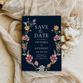 Navy Blue Wildblumen speichern die Datumskarten Save The Date