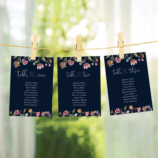 Navy Blue Wildblumen Tischnummer 3 Seekarte