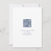 Navy Blue Wildflower Rustic QR code Details Mitteilungskarte (Rückseite)