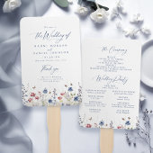 Navy Blue Wildflower Rustic Wedding Programs Fächer