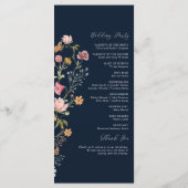 Navy Blue Wildflowers Wedding Program Programm (Rückseite)