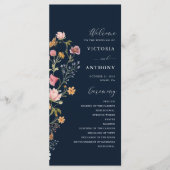 Navy Blue Wildflowers Wedding Program Programm (Vorderseite)