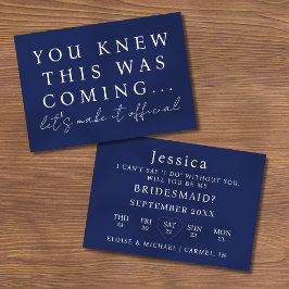 Navy Blue Will You Be My Bridesmaid Proposal Card Einladung