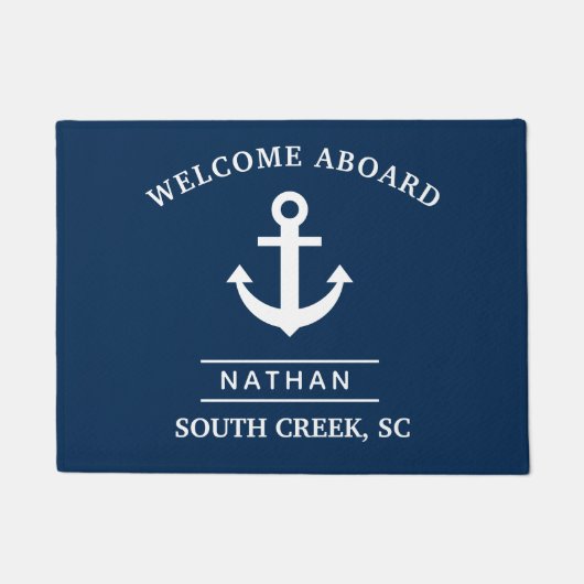 Navy Blue Willkommens an benutzerdefinierten Monog Fußmatte (Vorderseite)