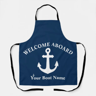 Navy Blue Willkommensschiff Name Nautical Anchor Schürze
