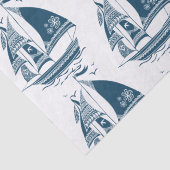 Navy-Blue Wind Segelboot Muster Seidenpapier (Detail)