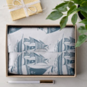 Navy-Blue Wind Segelboot Muster Seidenpapier (Geschenk)