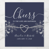 Navy Blue Wine Label Weinetikett (Einzelnes Label)