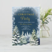Navy Blue Winter Weihnachts Party Silver Snowflake Einladung (Stehend Vorderseite)