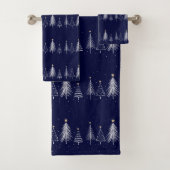 Navy Blue Winter Weihnachts Pine Tree Topper Star Badhandtuch Set (Insitu)