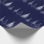 Navy Blue Winter Weihnachtskiefern Muster Geschenkpapier (Ecke)