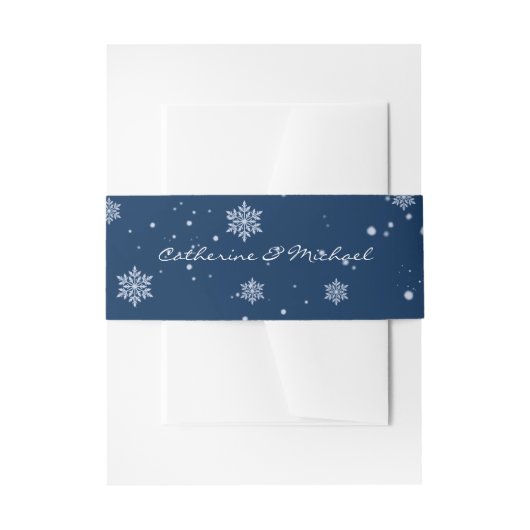 Navy Blue Winter Wonderland Snowflakes Weihnachten Einladungsbanderole (Vorderseite Beispiel)
