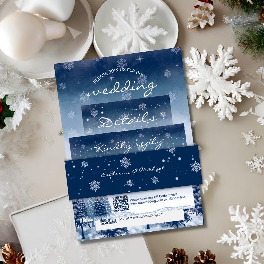 Navy Blue Winter Wonderland Snowflakes Weihnachten Einladungsbanderole