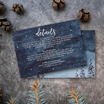Navy Blue Wintery Watercolor Night Wedding Detail