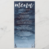 Navy Blue Wintery Watercolor Night Wedding Menükarte (Vorderseite)