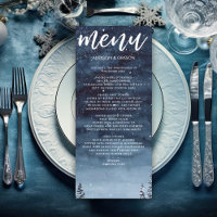 Navy Blue Wintery Watercolor Night Wedding