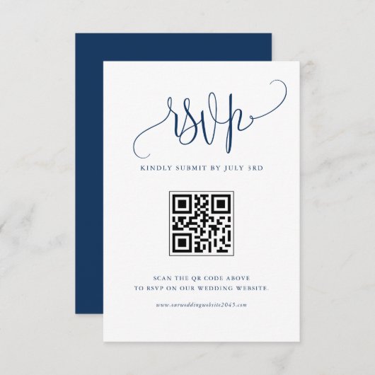 Navy Blue Wir machen moderne kalligraphische Hochz RSVP Karte (Vorne/Hinten)