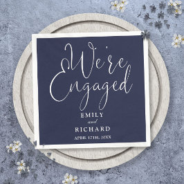 Navy Blue Wir sind eine Verlobte Script-Engagement Serviette