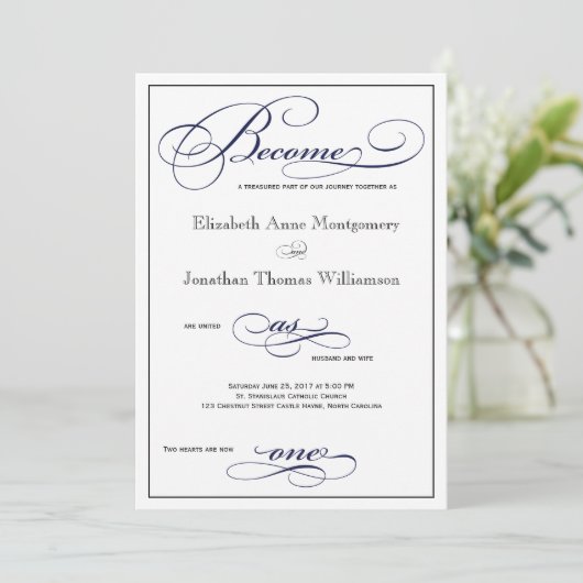 Navy Blue wird zu einer einmaligen Einladung für H (Stehend Vorderseite)