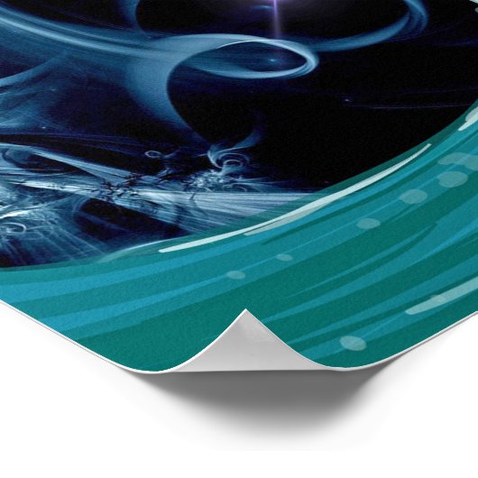 Navy Blue Wispy Sky Japanese Wave Art Poster (Ecke)