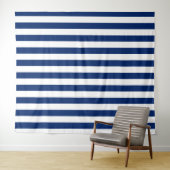 Navy Blue with Classic White Stripe Pattern Wandteppich (Beispiel (Horizontal))