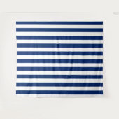 Navy Blue with Classic White Stripe Pattern Wandteppich (Vorderseite (Horizontal))